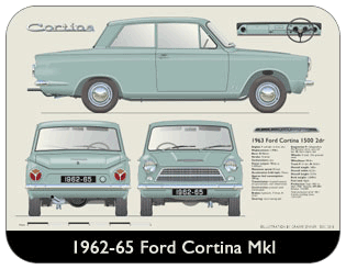 Ford Cortina MkI 2Dr 1962-65 Place Mat, Medium